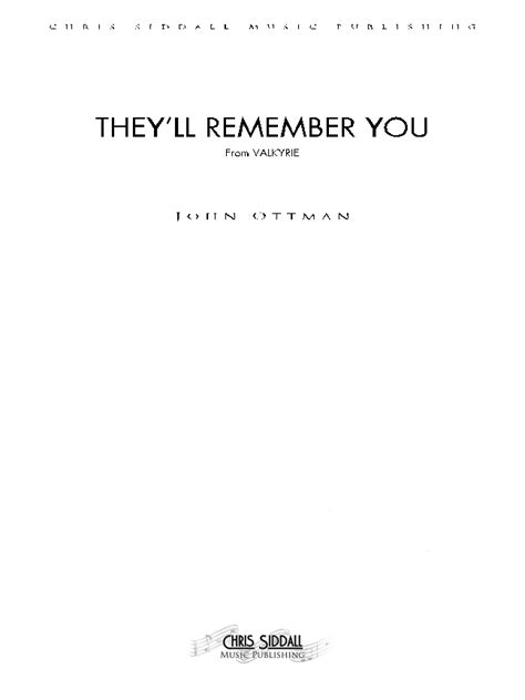  They'll Remember You - Score Only by John Ottman